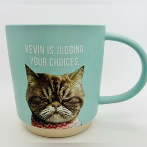 Hallmark Aqua Shoebox Ceramic Mug with Kevin the Cat